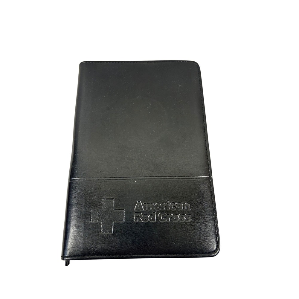 American Red Cross Portfolio Organizer OS Black Faux Leather Zip Leeds Unisex